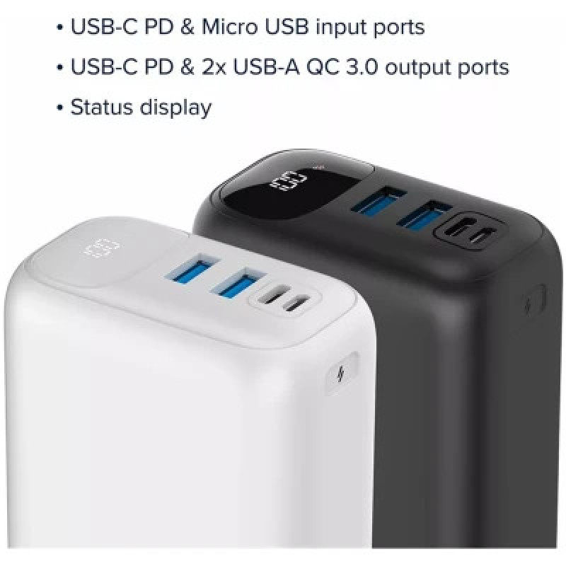 Портативное зарядное устройство (павербанк) Canyon PB-301 30000mAh PD/20W, QC/3.0 (CNE-CPB301B)