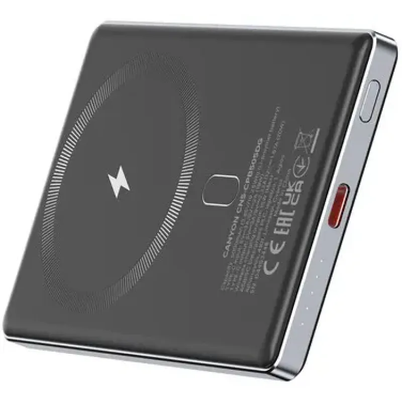 Портативний зарядний пристрій (павербанк) Canyon OnCharge 505 slim 5000mAh 20W Dark Grey (CNS-CPB505DG)
