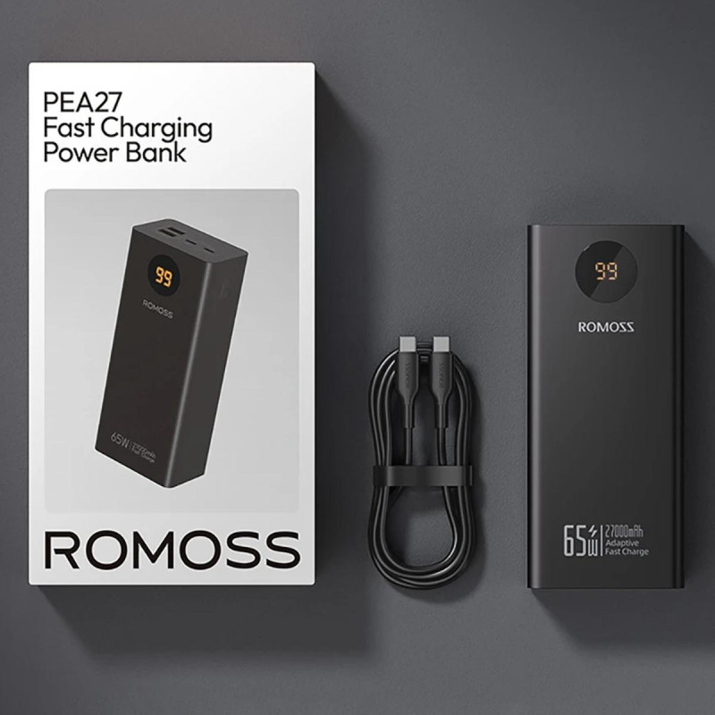 Портативний зарядний пристрій (павербанк) Romoss PEA27S Pro 27000mAh 65W Black (PEA27-282-2111H)