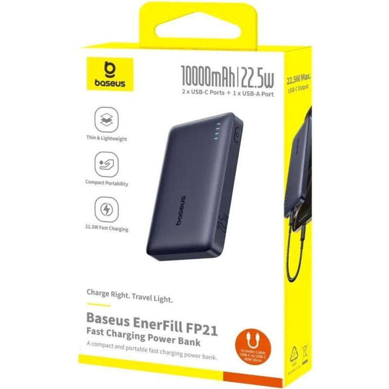 Портативний зарядний пристрій (павербанк) Baseus EnerFill FP21 22.5W 10000 mAh White (P1008210D213-00)