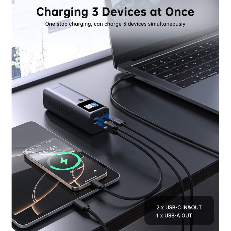 Портативное зарядное устройство (павербанк) Choetech B670 25200mAh 140W Black (B670-CCGY)