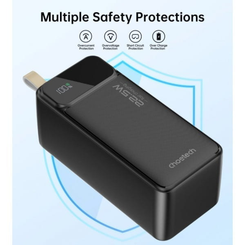 Портативное зарядное устройство (павербанк) Choetech B732 50000mAh 22.5W Black