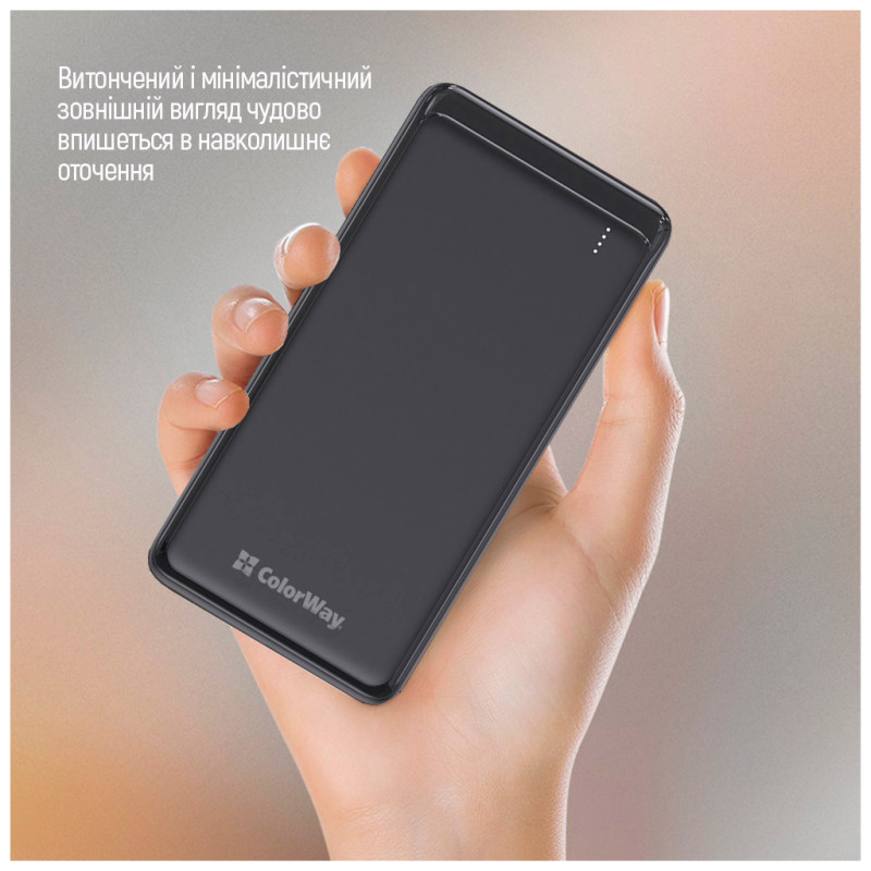 ColorWay Slim 10000mAh Black (CW-PB100LPF2BK)
