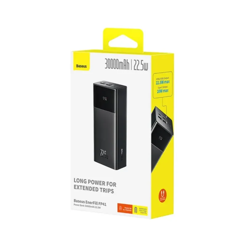Портативний зарядний пристрій (павербанк) Baseus EnerFill FP41 30000mAh 22.5W Black (E0027K00)