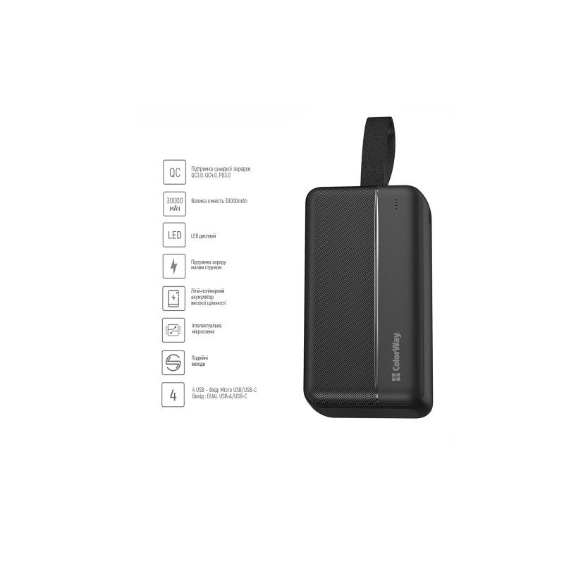 ColorWay 30000 mAh High-power 2 Black (CW-PB300LPC2BK-PD)