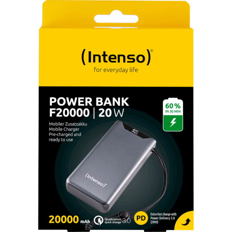 Портативное зарядное устройство (павербанк) Intenso F20000 20000mAh Grey (7332054)