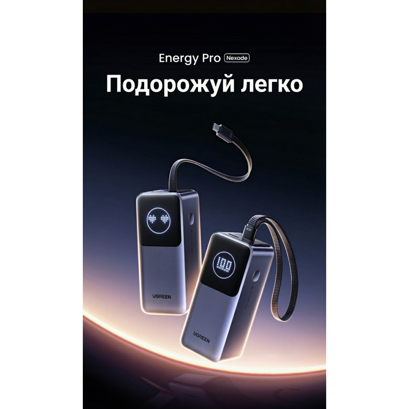 Портативний зарядний пристрій (павербанк) UGREEN PB723 Nexode 20000mAh 130W with Built-in USB-C (55365)