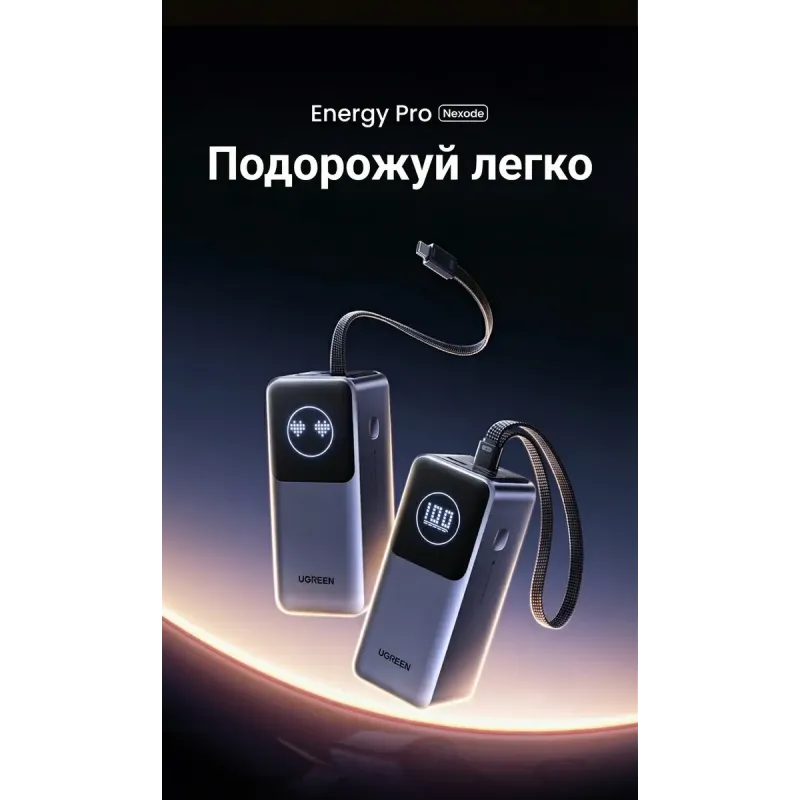 Портативний зарядний пристрій (павербанк) UGREEN PB723 Nexode 20000mAh 130W with Built-in USB-C (55365)