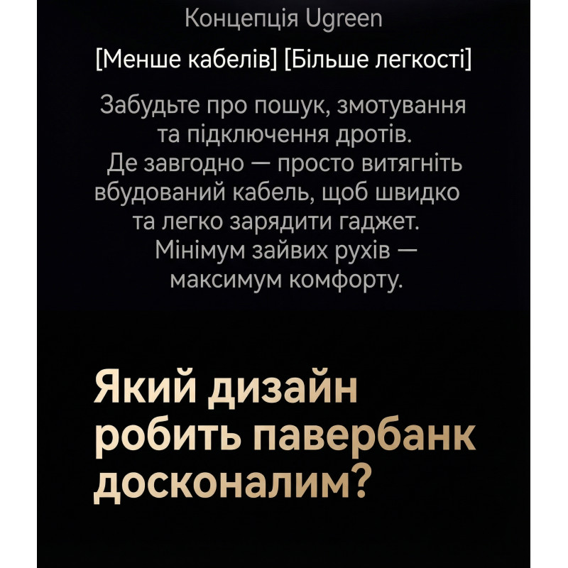 Портативний зарядний пристрій (павербанк) UGREEN PB723 Nexode 20000mAh 130W with Built-in USB-C (55365)