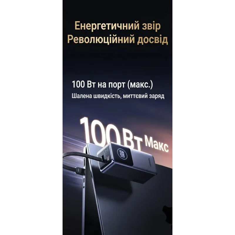 Портативний зарядний пристрій (павербанк) UGREEN PB723 Nexode 20000mAh 130W with Built-in USB-C (55365)