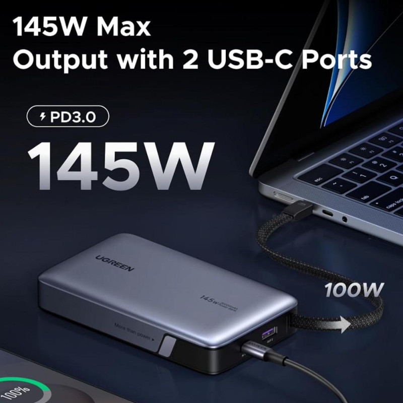 Портативний зарядний пристрій (павербанк) UGREEN PB551 20000mAh 145W Grey (55992)