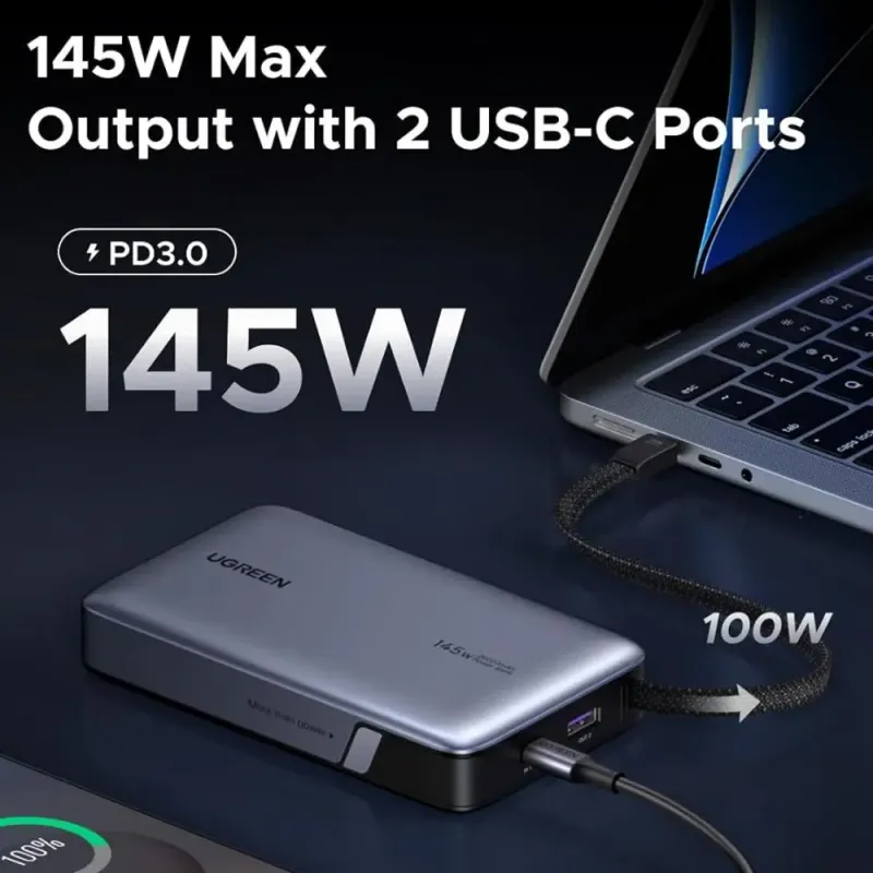 Портативний зарядний пристрій (павербанк) UGREEN PB551 20000mAh 145W Grey (55992)