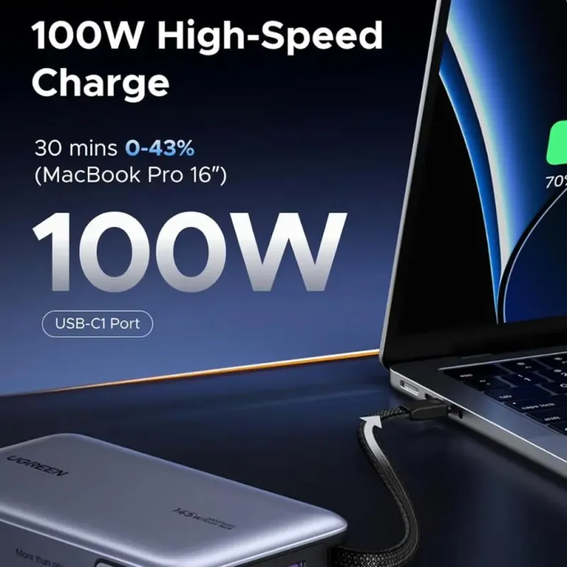 Портативний зарядний пристрій (павербанк) UGREEN PB551 20000mAh 145W Grey (55992)