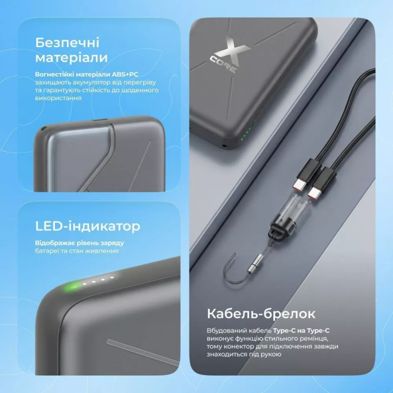 Портативное зарядное устройство (павербанк) Proove X-Core 22.5W 10000mAh Purple (PNXC22010009)