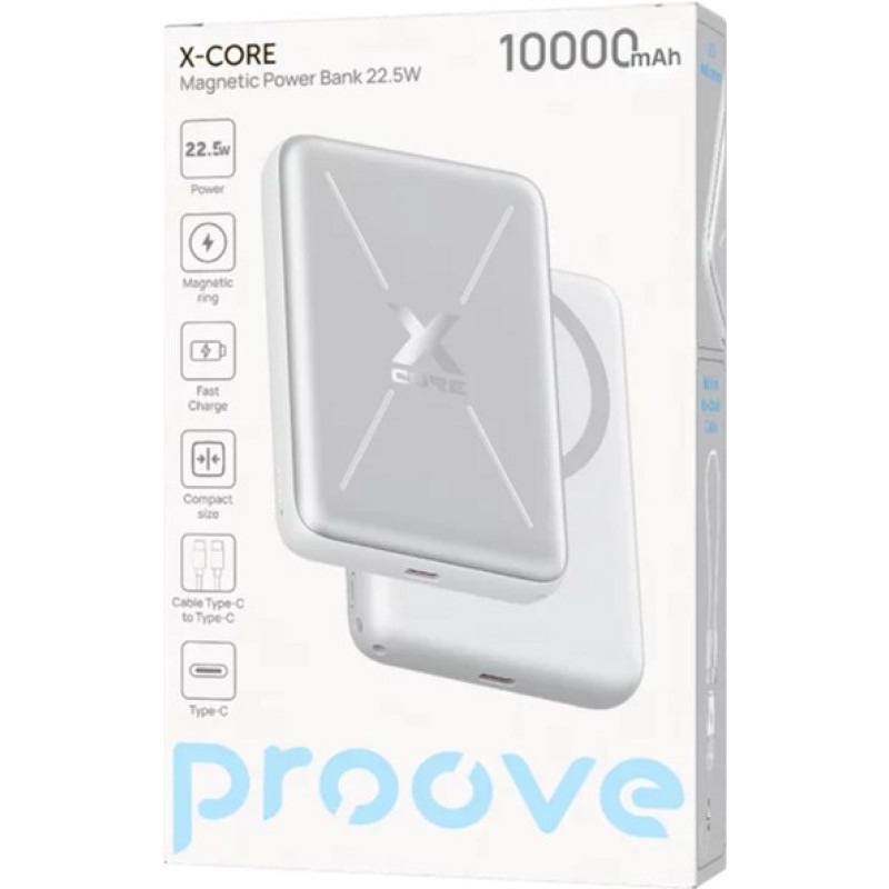 Портативное зарядное устройство (павербанк) Proove X-Core 22.5W 10000mAh Silver/White (PNXC22010006)