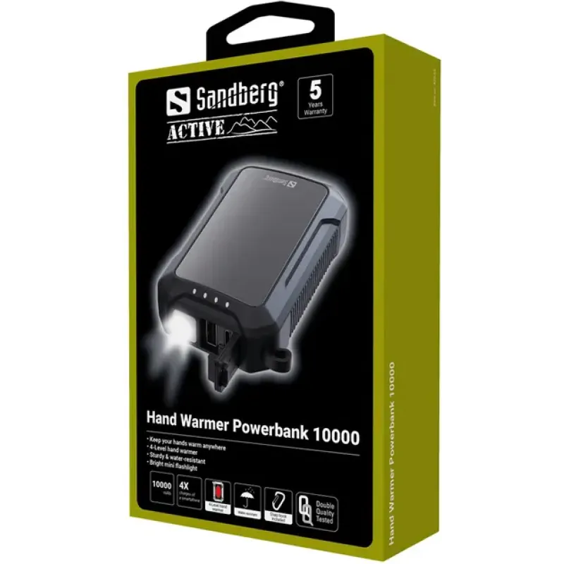 Портативний зарядний пристрій (павербанк) Sandberg 10000mAh Hand Warmer flashlight 1W USB-C/USB-A 2A/5V (420-65)