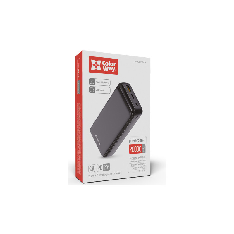 ColorWay Slim 20000mAh Black (CW-PB200LPG3BK-PD)