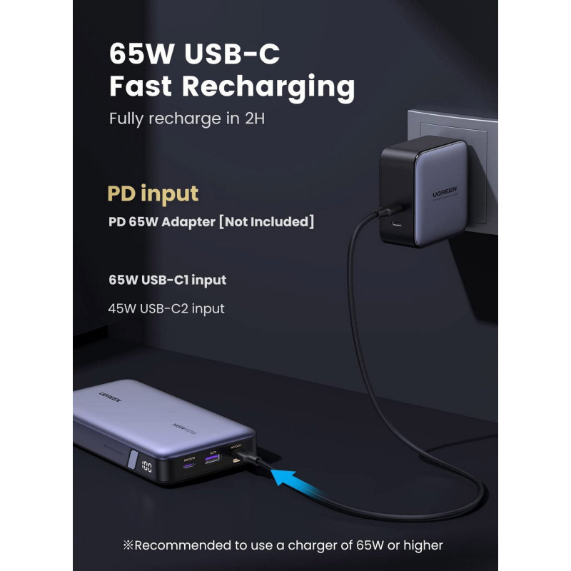 Портативний зарядний пристрій (павербанк) UGREEN 145W 3-port Laptop Fast Charging Power Bank 25000mAh PB205 (90597)
