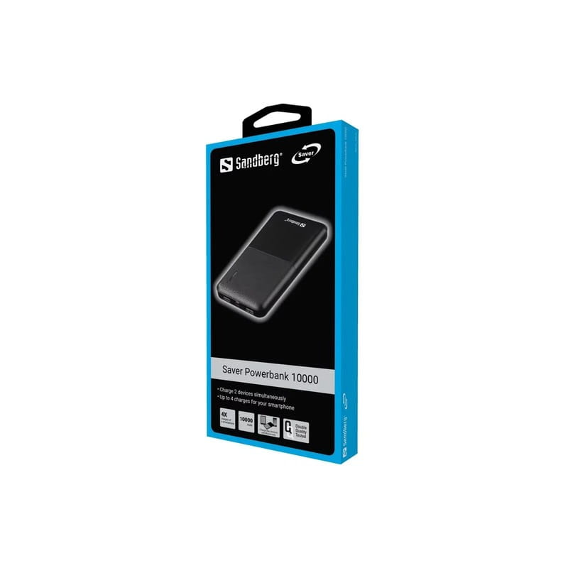 Портативное зарядное устройство (павербанк) Sandberg 10000mAh Saver USB-C Micro-USB output: USB-A*2 Total 5V/2.4A (320-34)