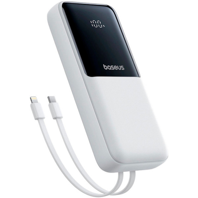 Портативное зарядное устройство (павербанк) Baseus Lipow Built-In Lightning/USB-C 20000mAh White (P10079102213-00)