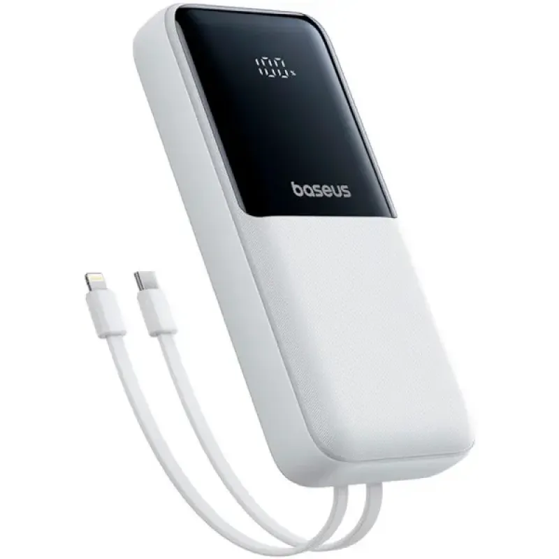 Портативное зарядное устройство (павербанк) Baseus Lipow Built-In Lightning/USB-C 20000mAh White (P10079102213-00)