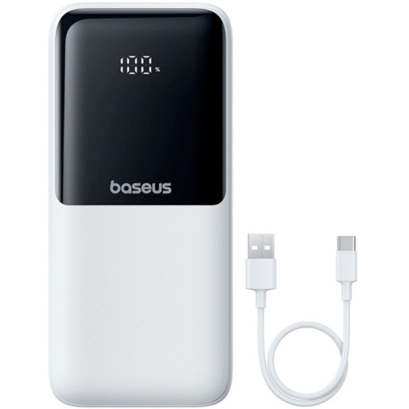 Портативное зарядное устройство (павербанк) Baseus Lipow Built-In Lightning/USB-C 20000mAh White (P10079102213-00)