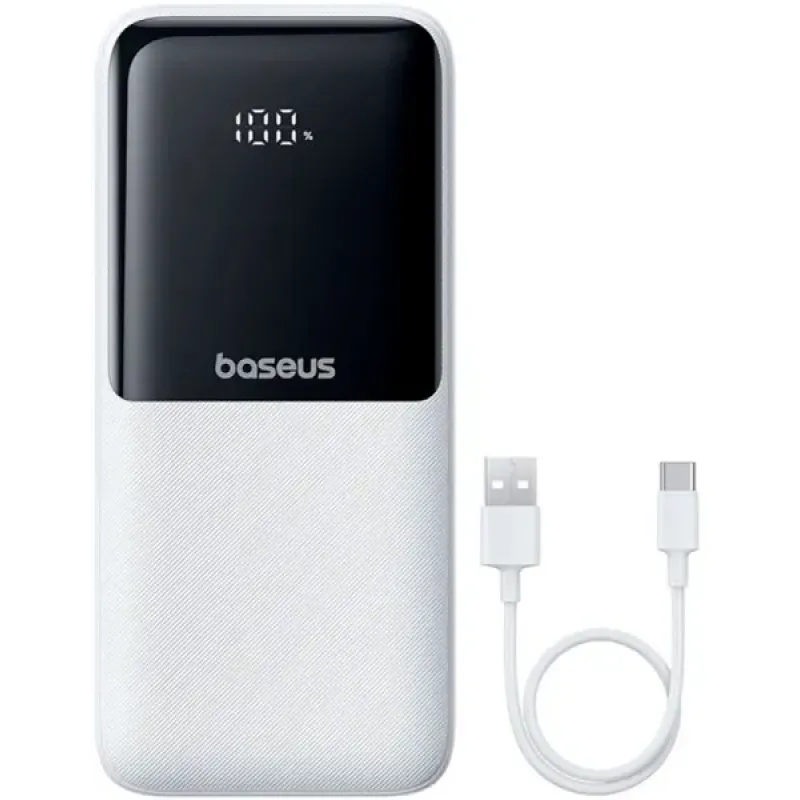 Портативное зарядное устройство (павербанк) Baseus Lipow Built-In Lightning/USB-C 20000mAh White (P10079102213-00)
