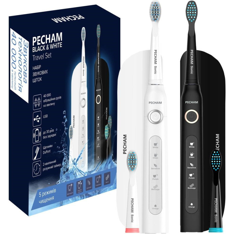 Pecham Black and White Travel Set