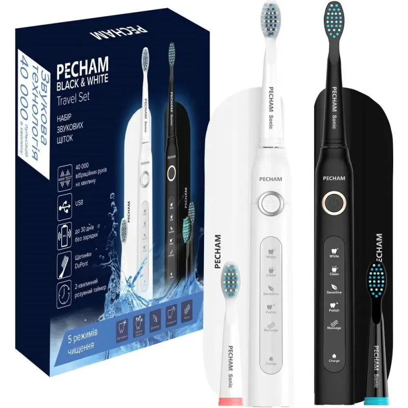 Pecham Black and White Travel Set