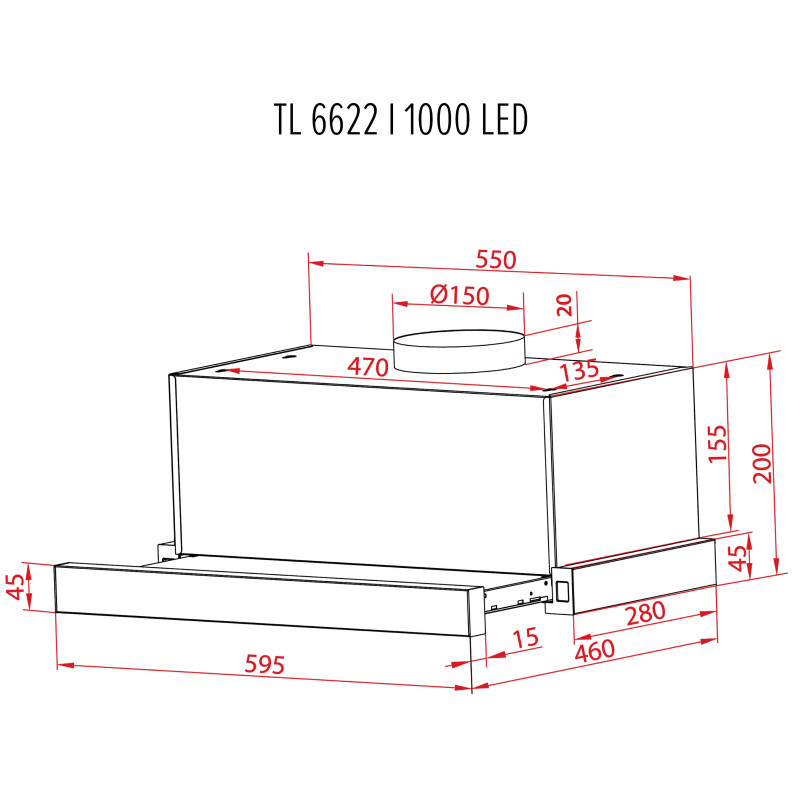 Вытяжка Perfelli TL 6622 I 1000 LED