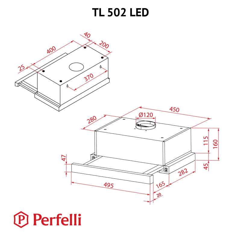 Вытяжка Perfelli TL 502 BL LED