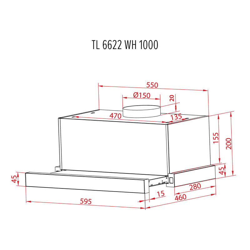Вытяжка Perfelli TL 6622 WH 1000 LED