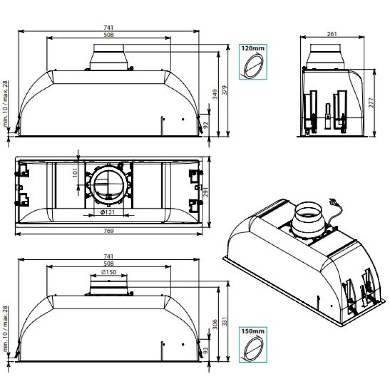 Витяжка FALMEC GRUPPO INCASSO PLUS 70 black 800 CGIW70.E26P2#EUN490F
