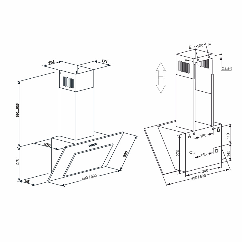 Витяжка ELEYUS VERTICAL 470 50 BL