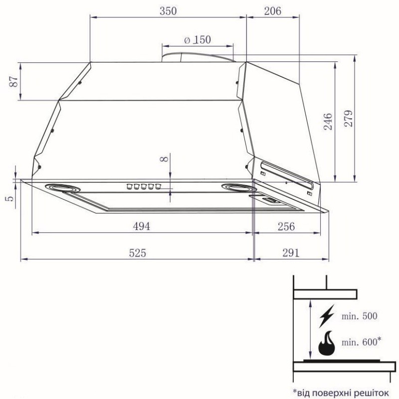 Вытяжка Minola HBI 5622 BLF 1000 LED