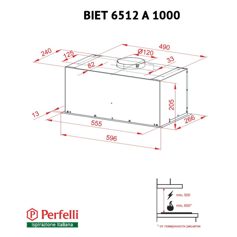 Витяжка PERFELLI BIET 6512 A 1000 I LED
