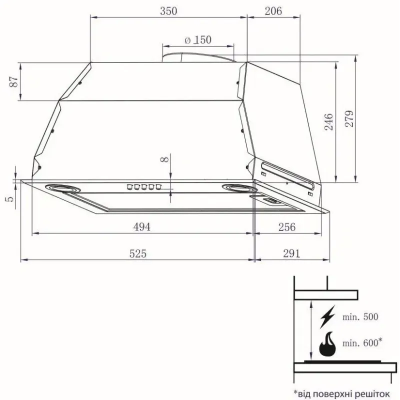 Витяжка Minola HBI 5622 WH 1000 LED