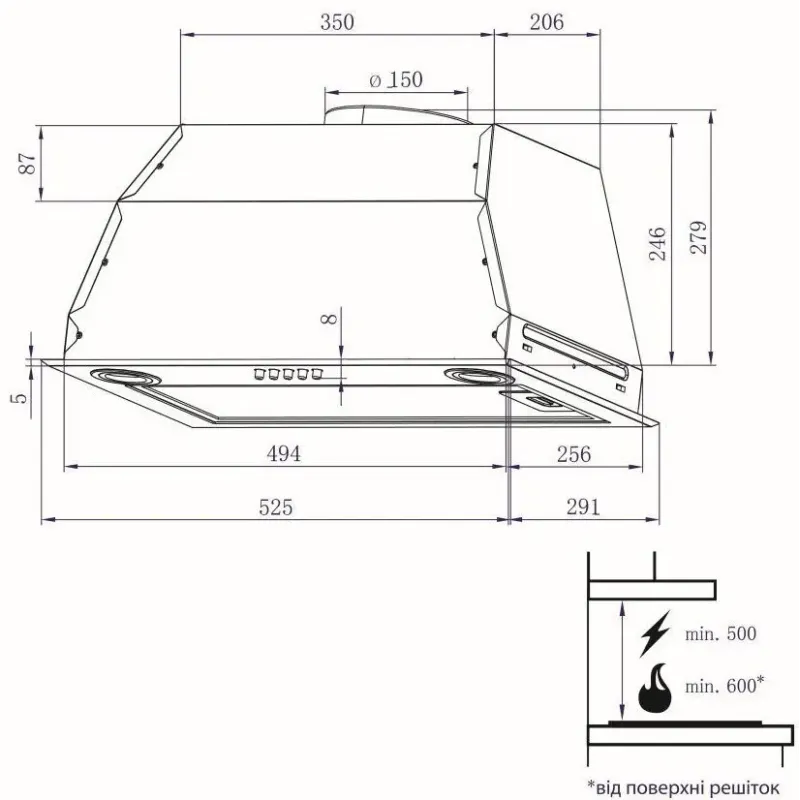 Витяжка Minola HBI 5622 WH 1000 LED