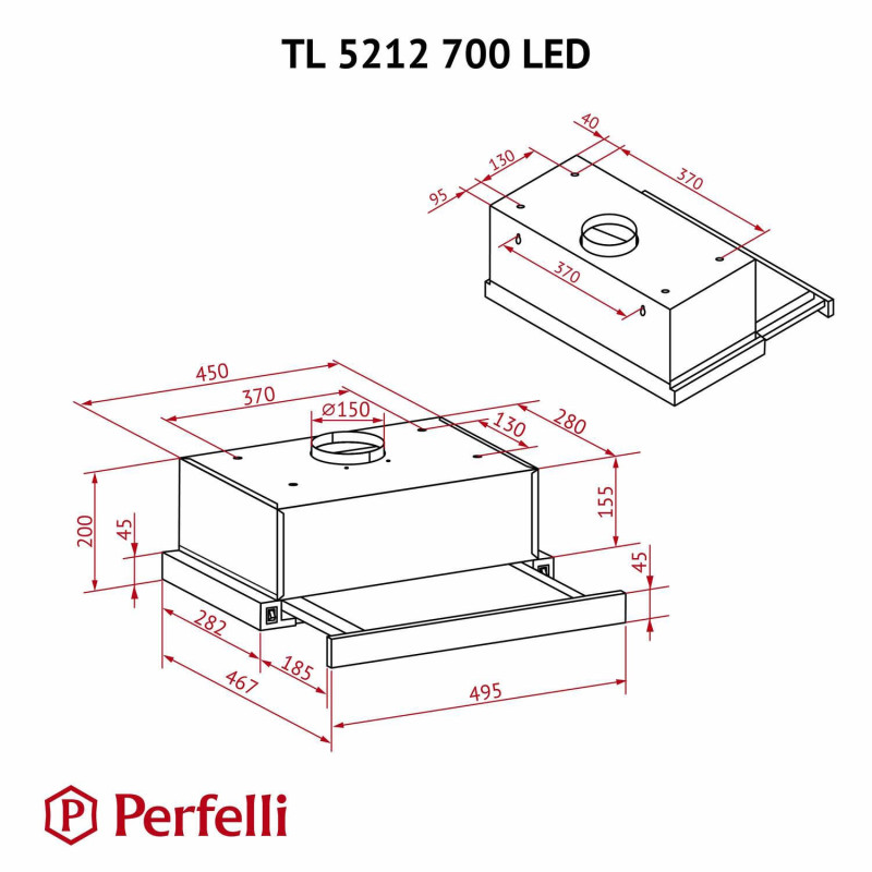 Витяжка Perfelli TL 5212 BL 700 LED
