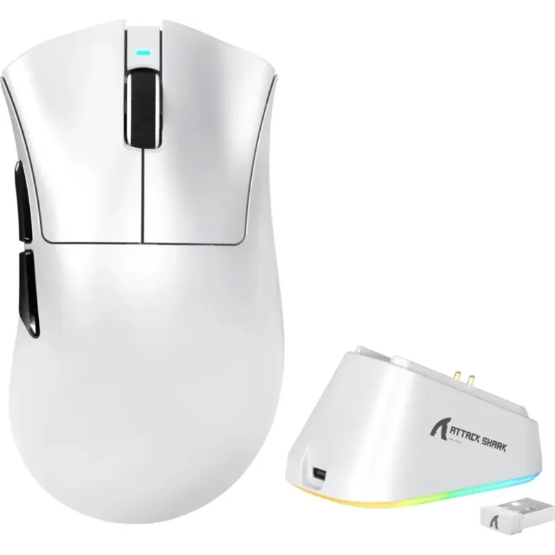 Компьютерная мышь Attack Shark V3Pro Ultra-Light, Wireless/Bluetooth, 25000dpi. (PAW3311), 6кн., White (V3PROW_AS)