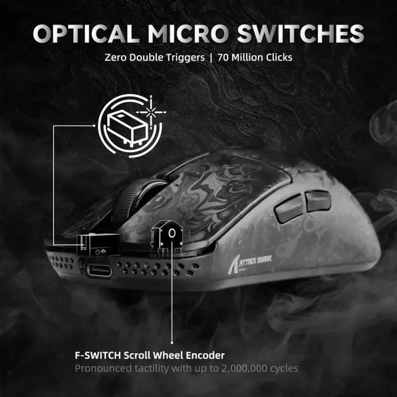 Компьютерная мышь Attack Shark R11 Ultra, Wireless/Bluetooth, 42000dpi, (PAW3950MAX), 6кн., Ink Blade (R11ULTRAIB_AS)