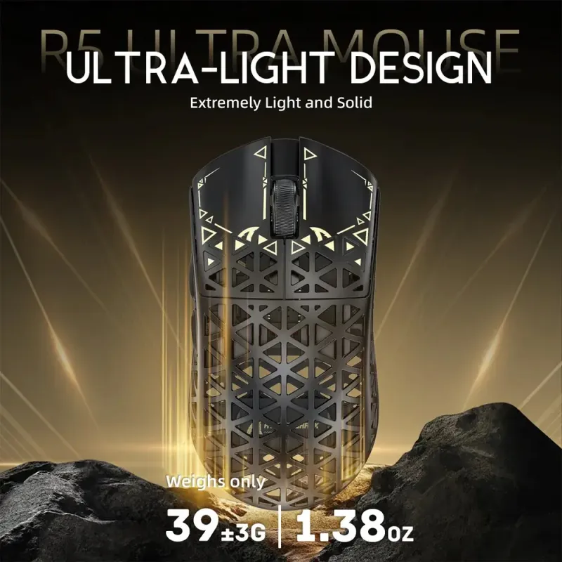 Компьютерная мышь Attack Shark R5 Ultra, Wireless, PAW3950MAX сенсор, 42000dpi., 6кн., Black (R5ULTRAB_AS)