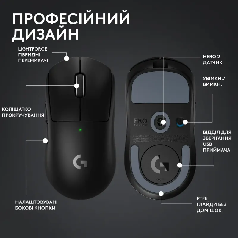 Комп'ютерна миша Logitech G Pro X Superlight 2 Lightspeed Wireless Black (910-006630)
