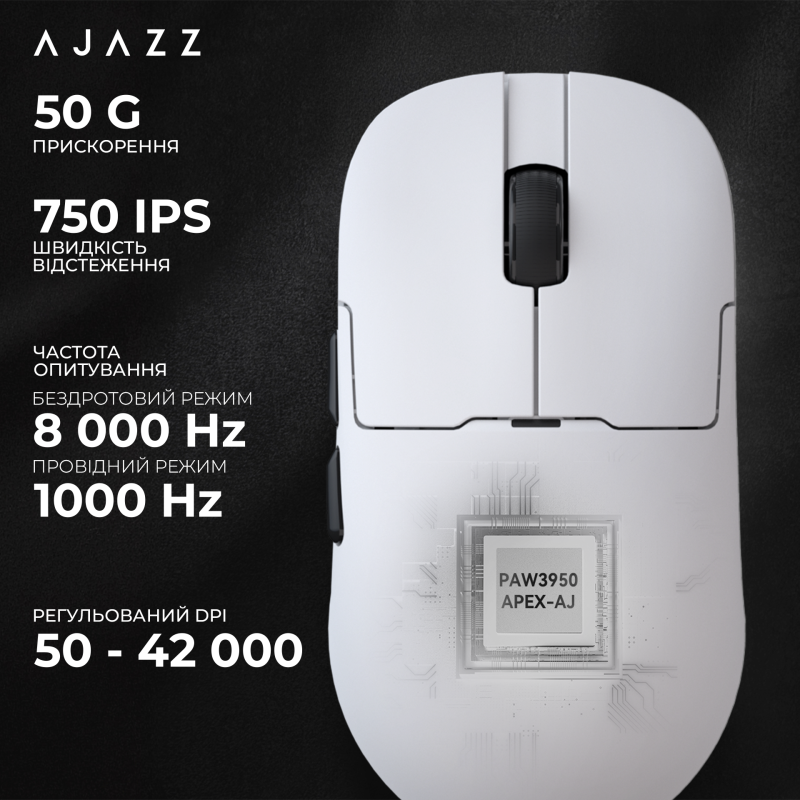 Компьютерная мышь Ajazz AJ159 APEX White (AJM159-A-W)