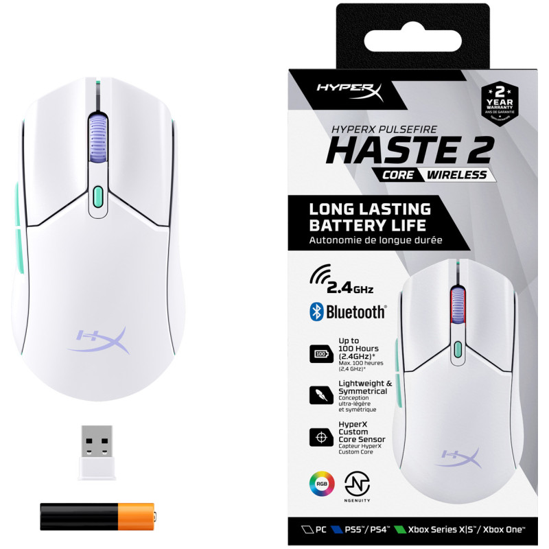Компьютерная мышь HyperX Pulsefire Haste 2 Core Wireless White (8R2E7AA)