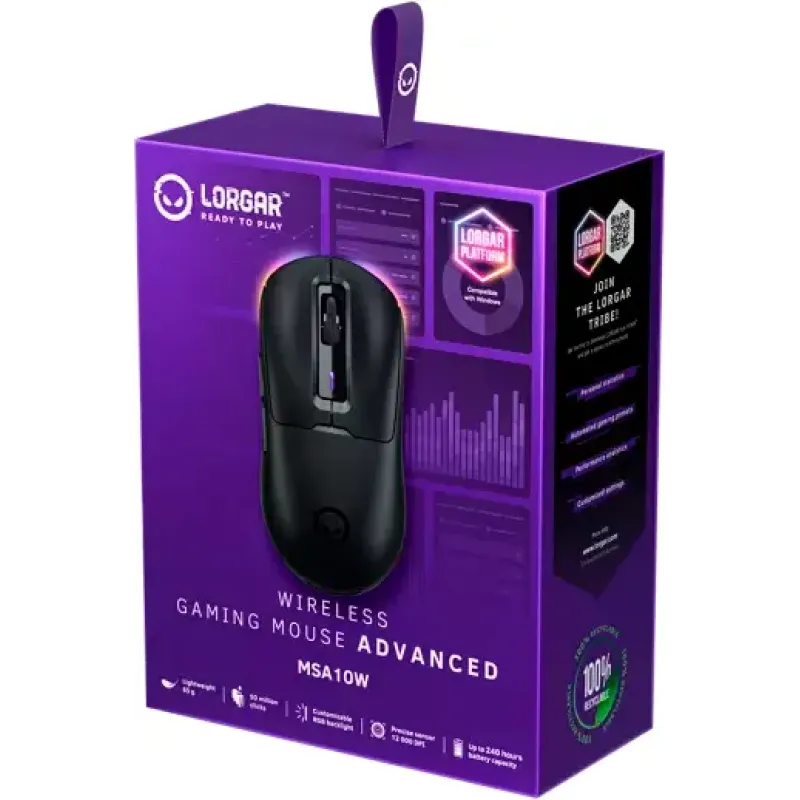 Компьютерная мышь Lorgar MSA10W Wireless Gaming Black (LRG-MSA10W-BK)