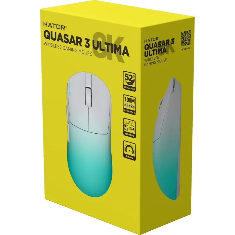 Комп'ютерна миша Hator Quasar 3 Ultima 8K Wireless White/Mint (HTM761)