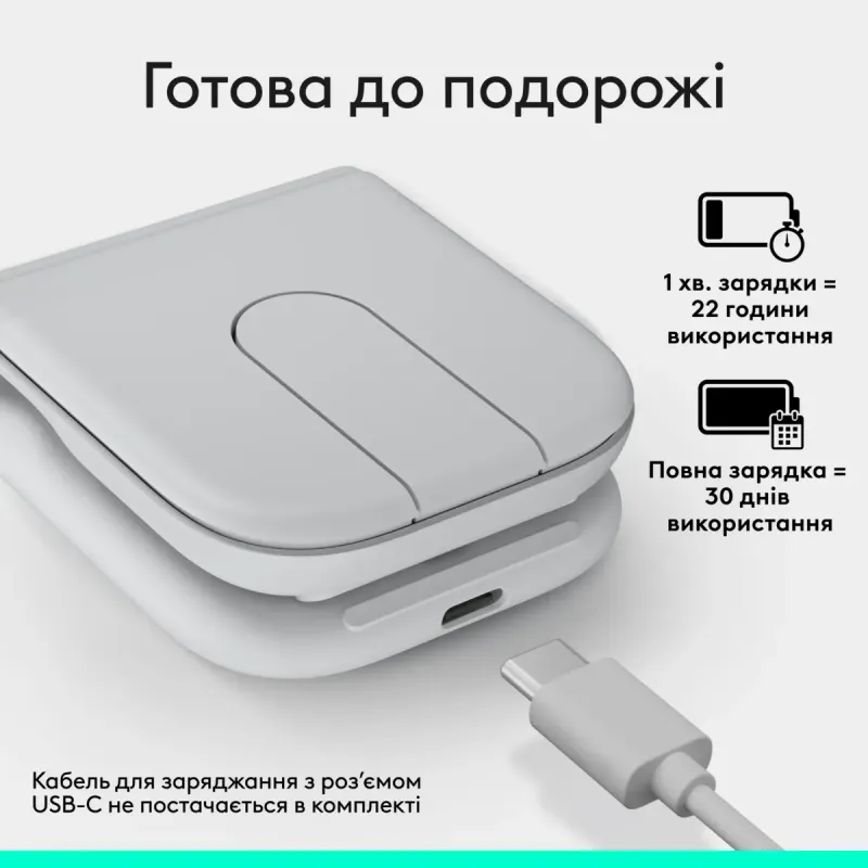 Компьютерная мышь Logitech Mobi Fold Bluetooth Off-White (910-007631)