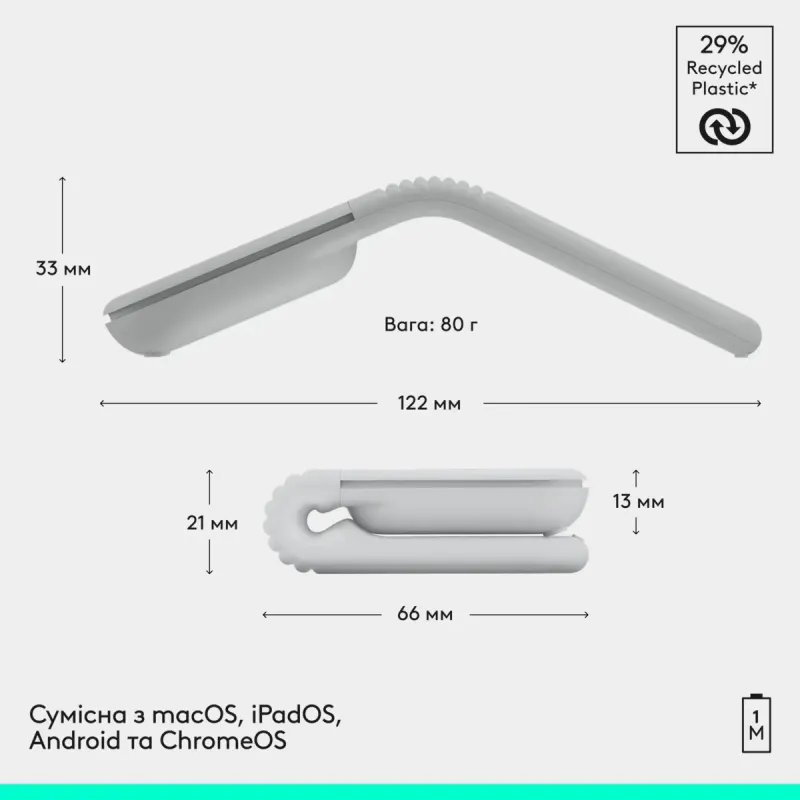 Компьютерная мышь Logitech Mobi Fold Bluetooth Off-White (910-007631)
