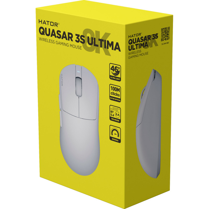 Компьютерная мышь Hator Quasar 3S Ultima 8K Wireless White (HTM661)